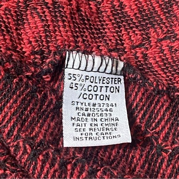 Habitat Red & Black Cowl Neck Front Overlay Wrap Tunic Sweater Women's Size M - Picture 2 of 15